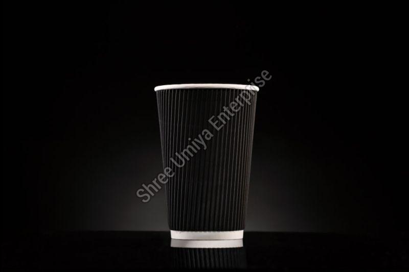 Black 10 Oz Ripple Paper Hot Cup