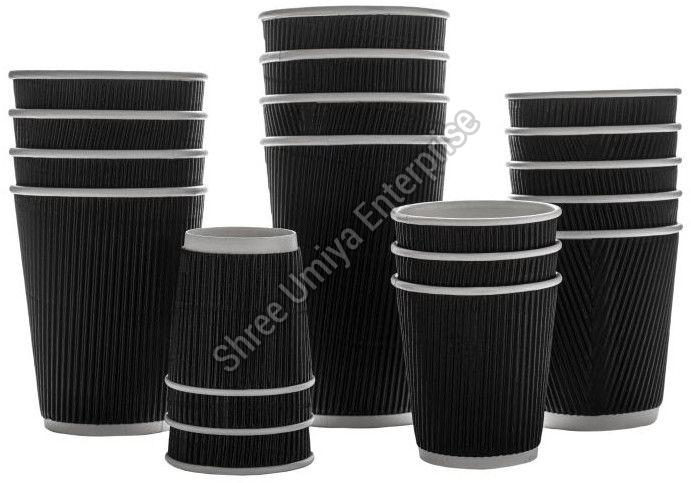 Black 8 Oz Ripple Paper Hot Cup