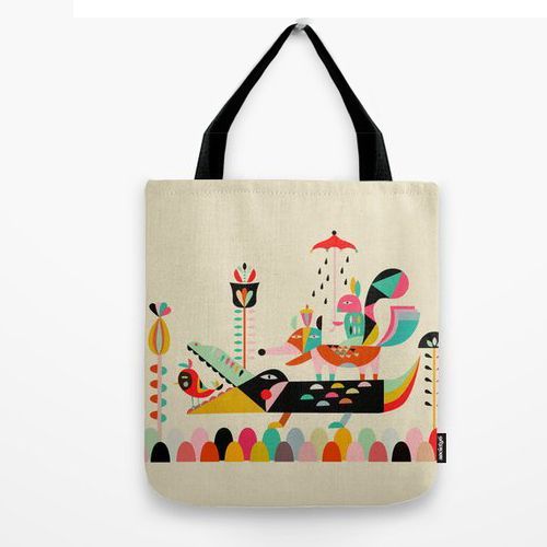 Printed Cotton Loop Handle Carry Bags