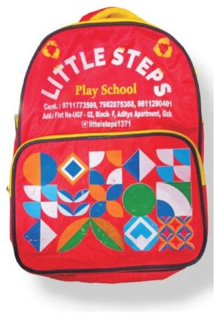 Red Polyester Printed School Bag