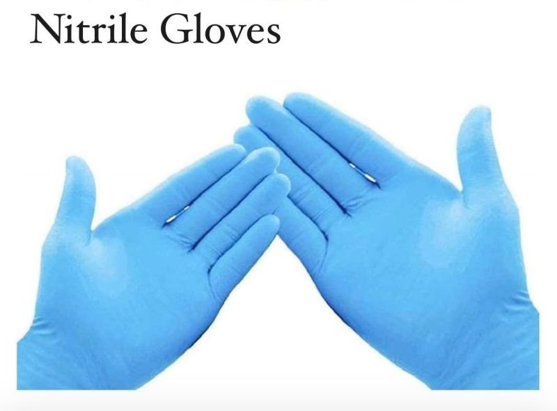 Non-Powdered Blue Nitrile Examination Hand Gloves