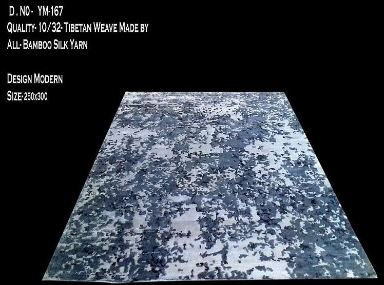 250x300 Inch Grey and White Tibetan Weave Bamboo Silk Rug