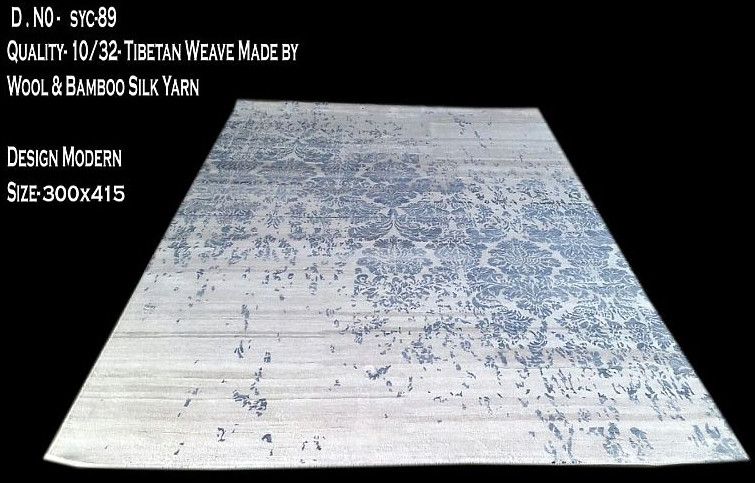300x415 Inch White Tibetan Weave Bamboo Silk Modern Rug