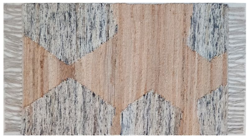Brown and Grey Rectangular Flat Weave Jute Rug