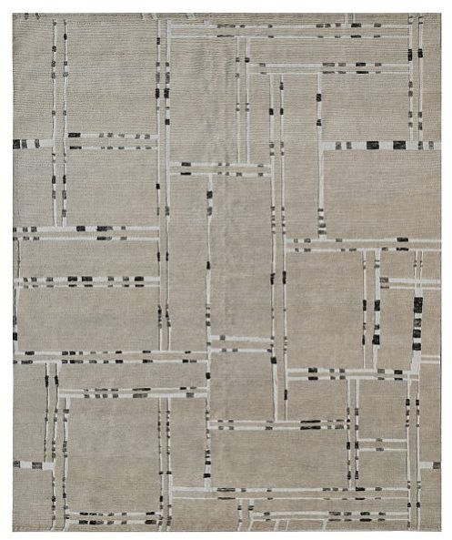 Designer Beige Handmade Wool Rug