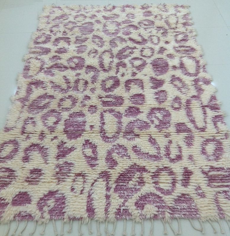 DSH-15-20 Pink and White Semi Worsted New Zealand Wool Rug