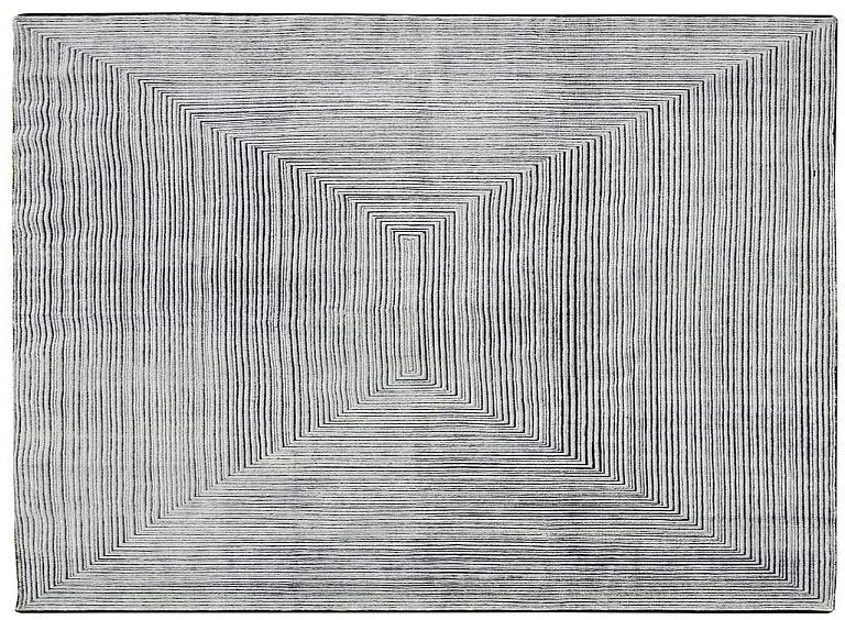 Rectangular Light Grey Hand Knotted Rug