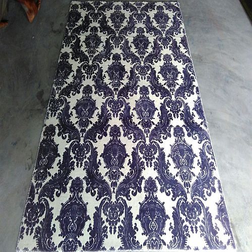 Purple And White Handmade Printed Carpet