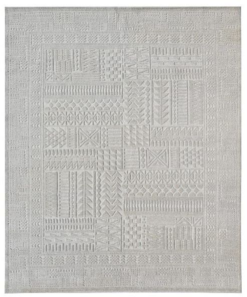 Rectangular Designer Gray Hand Knotted Rug