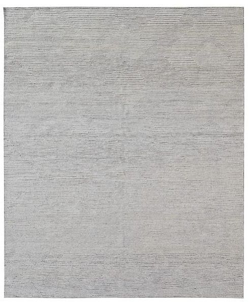 Rectangular Wool Grey Hand Knotted Rug