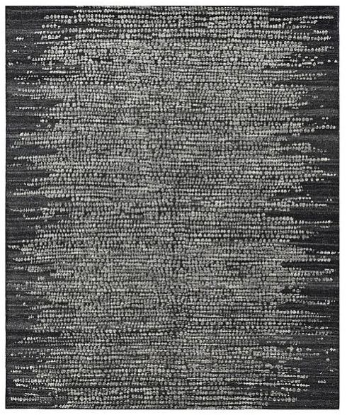 Solid Black Hand Knotted Rug