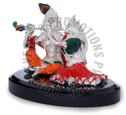 Color Coated Silver Plated Radha Krishna Statues