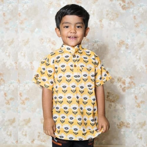 Boys Organic Cotton Mustard Flower Shirts