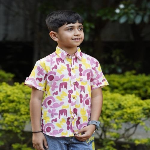Boys Organic Cotton Querky Purple Shirts