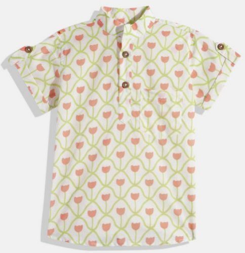 Boys Organic Cotton White Ethnic Shirts