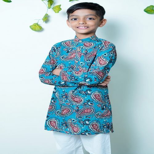 Boys Teal Blue Kurta Pajama