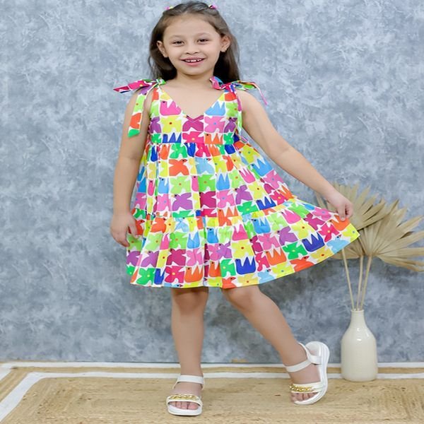 Girls Cotton Multicolor Frocks
