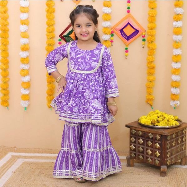 Girls Lavender Bliss Sharara Suits