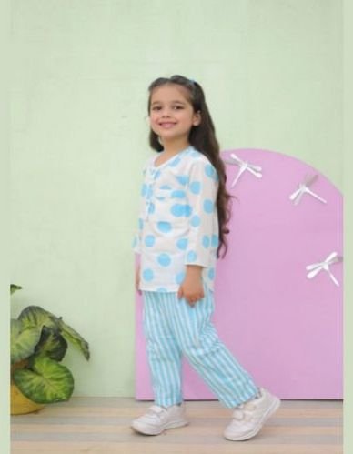 Girls Polka Dot Blue Night Suits