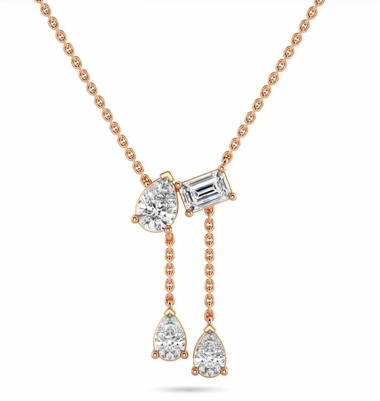 Toi Et Moi Pear and Emerald Cut Lab-Grown Diamond Drop Necklace