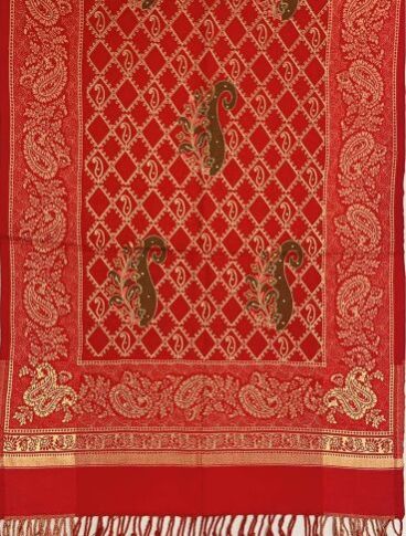 Red Heavy Border Embroidered Ladies Stole