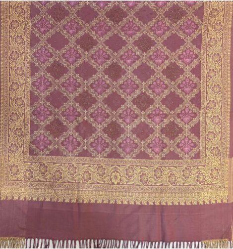 Women Purple Viscose Embroidered Shawl
