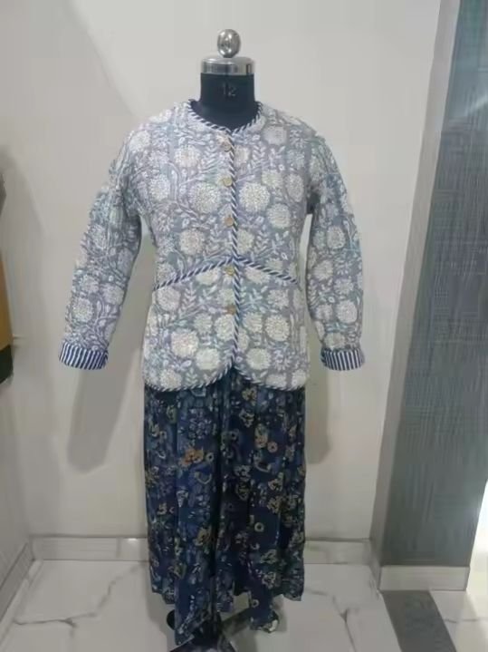 Ladies Cotton Midi Dress Long Jacket Set