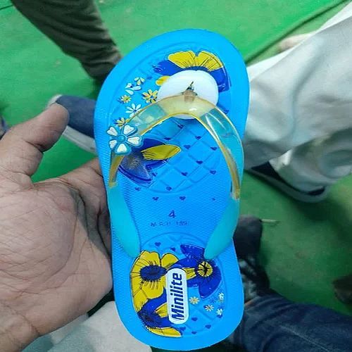 Ladies PU Blue Flip Flop Slipper