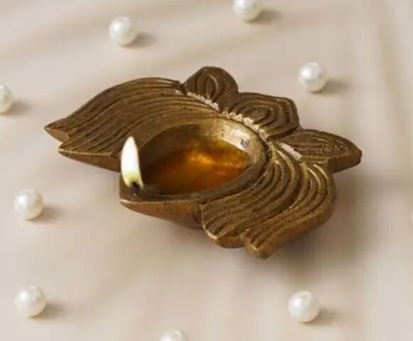 Metal Diya with Lotus Shape
