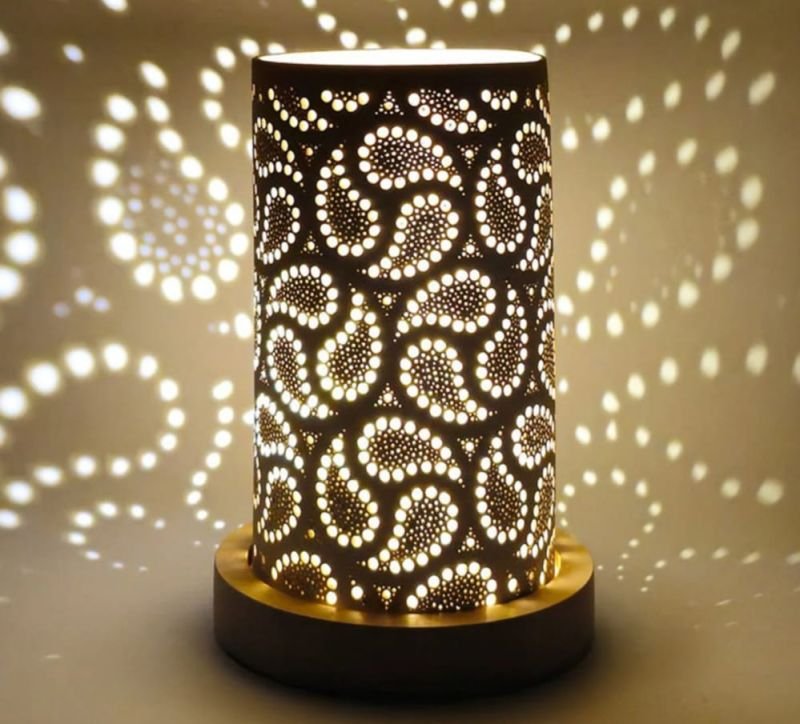 Iron Decorative Votives with Wooden Base