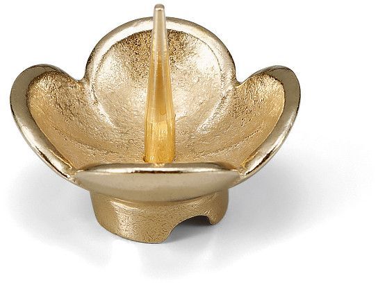 Compact Golden Flower Candle Holder