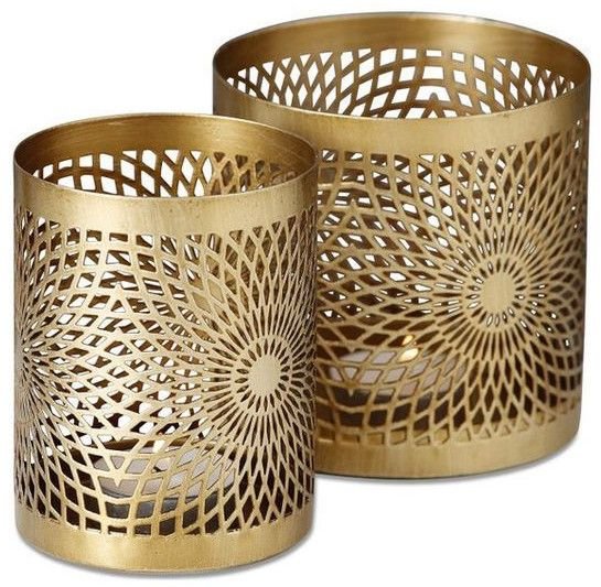 Ornate Gold Mandala Lantern Set