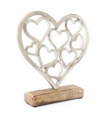 Rustic Chic Silver Heart Decor