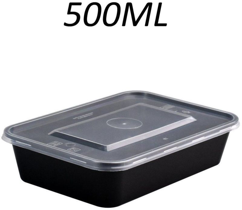 Rectangular 500ml Plastic Black Container