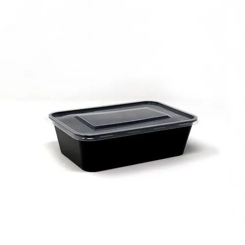 Rectangular 650ml Plastic Black Container