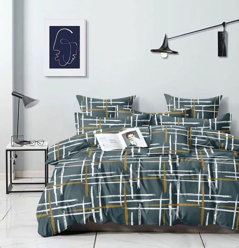 4 Pcs Glace Cotton Printed Comforter Set