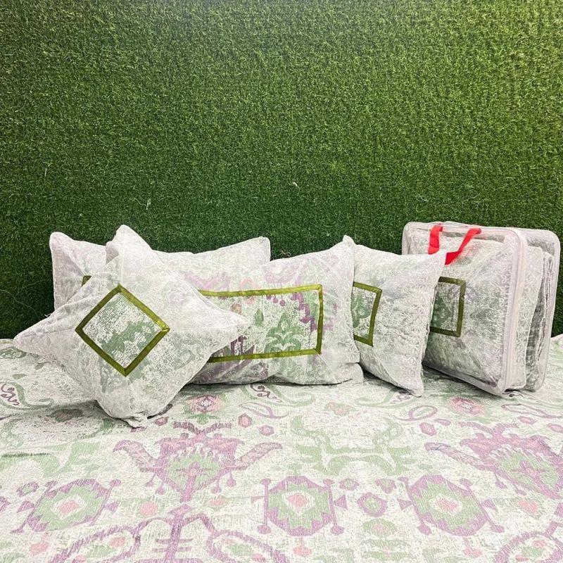 5 Pcs Abstract Printed Quilted Bedding Set