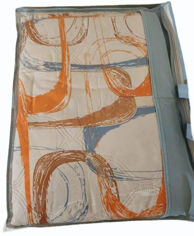 Beige Printed Ultrasonic Quilted Reversible Microfiber Comforter