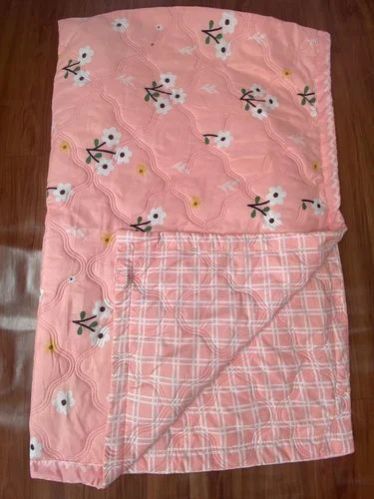 Pink Printed Ultrasonic Quilted Reversible Microfiber Comforter