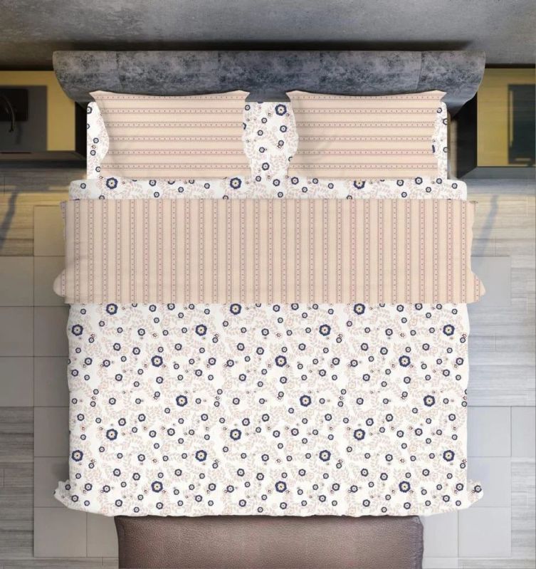 Polycotton Double Bed Sheet Set with Pillow Covers