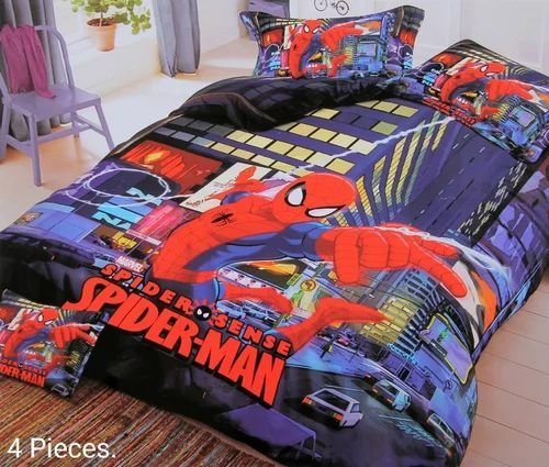 Spider Man Print Glace Cotton Kids Bed Sheet