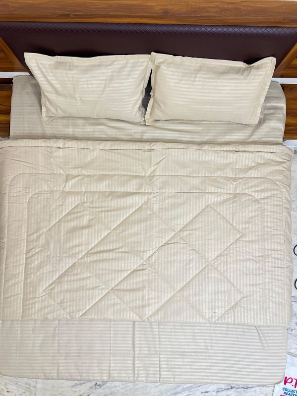 White Polycotton Strip Bedsheet