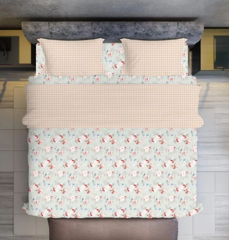 Super Soft Polycotton Printed King Size Bed Sheet Set with Pillow Covers