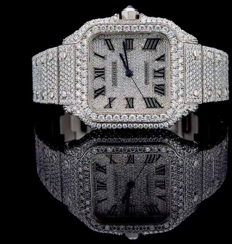 Mens Cartier Moissanite Diamond Watch