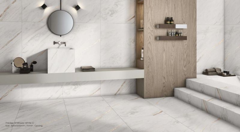 Alcazer White CR Carving Vitrified Tiles