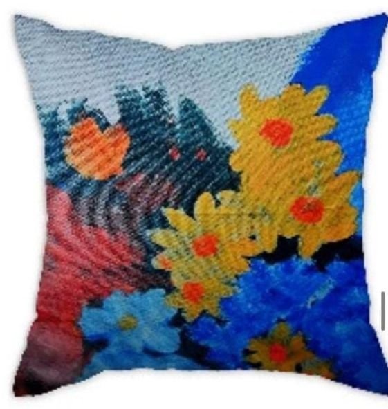 Colorful Abstract Floral Print Cushion