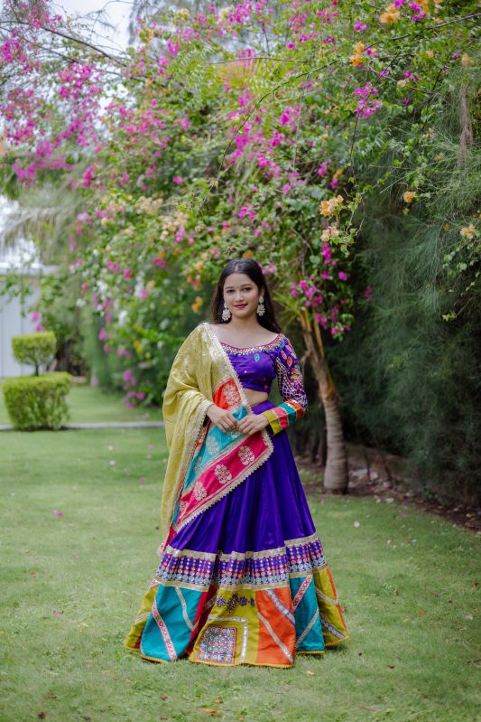 Women\'s Multi Color Fancy Satin Embroidered Lehenga Choli