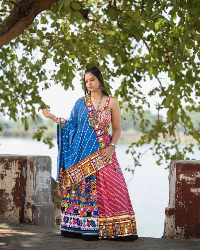 Women\'s Multicolor Kutchi Embroidered Chaniya Choli with Bandhej Dupatta