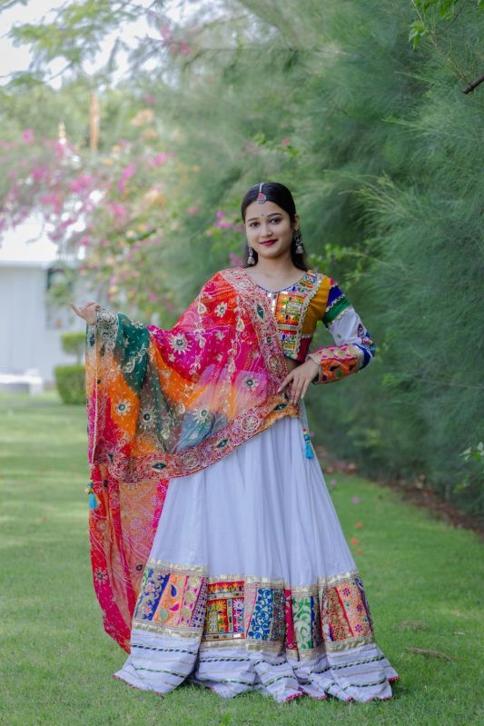 Women\'s Multicolor Patchwork Chaniya Choli with Bandhej Dupatta