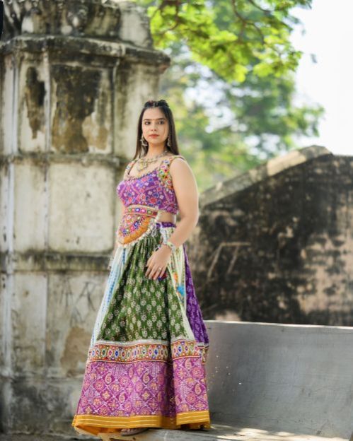 Women\'s Multicolor Traditional Mirror Embroidery Chaniya Choli